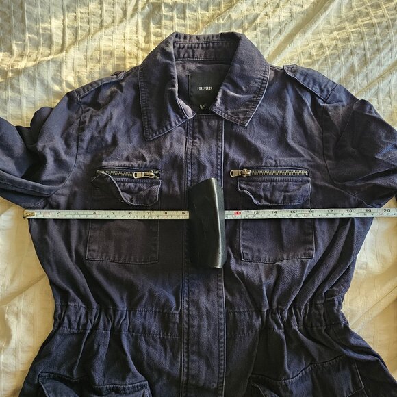 Forever21 "I'm Not Sorry" Utility Jacket - Navy - Sz L - Picture 12 of 13